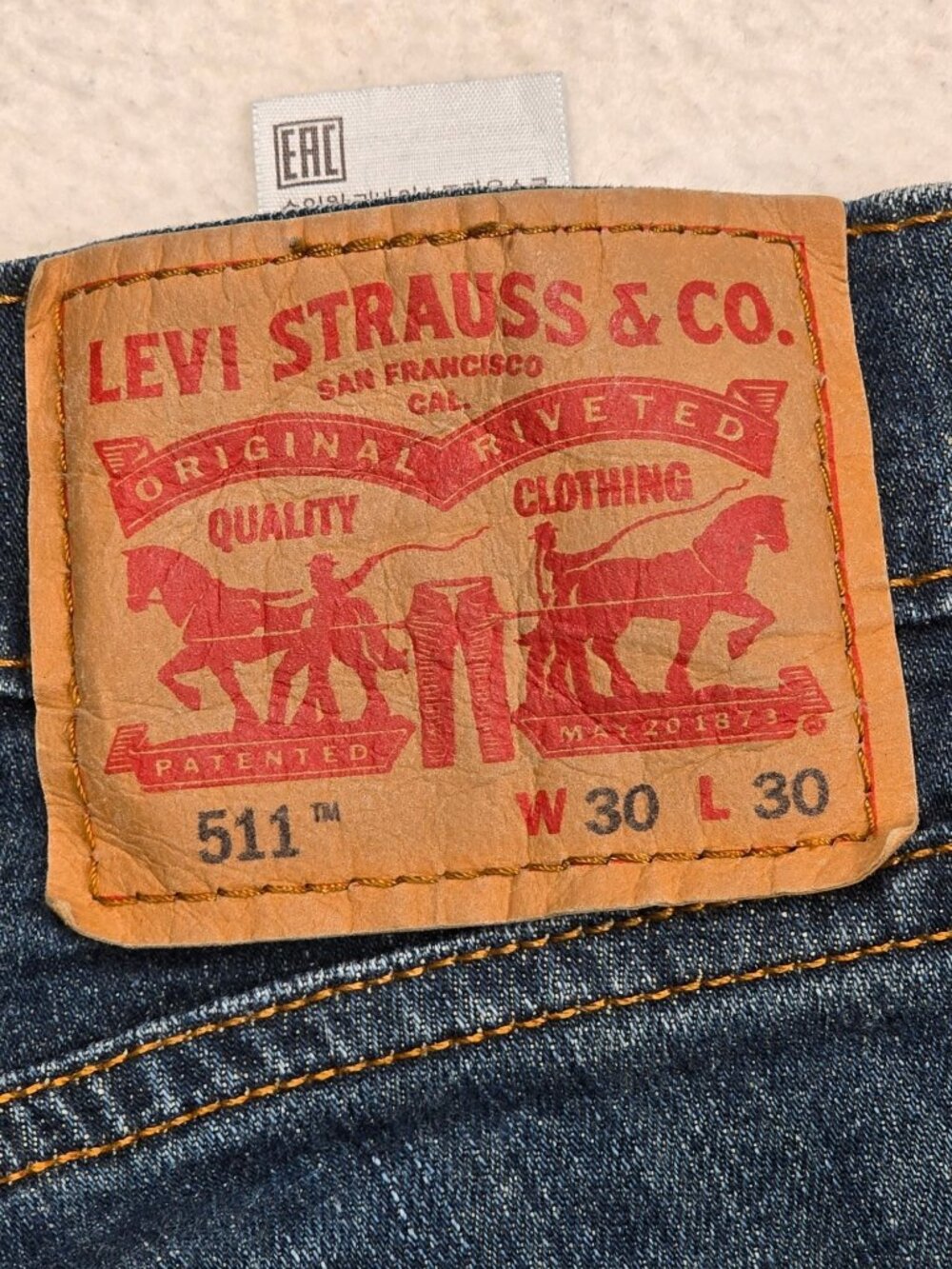 Levis 511 Original Fit Mens Jeans W30 L30 Cotton Denim Blue - Picture 2 of 6